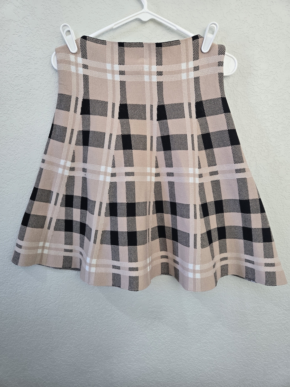 Plaid A-Line Skirt in Dusty Pink and Black